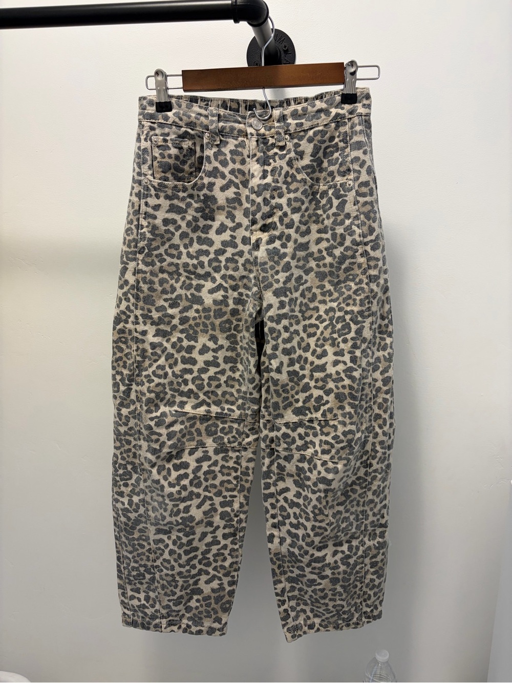 bohme Neutral Leopard Print Wide Leg Pants